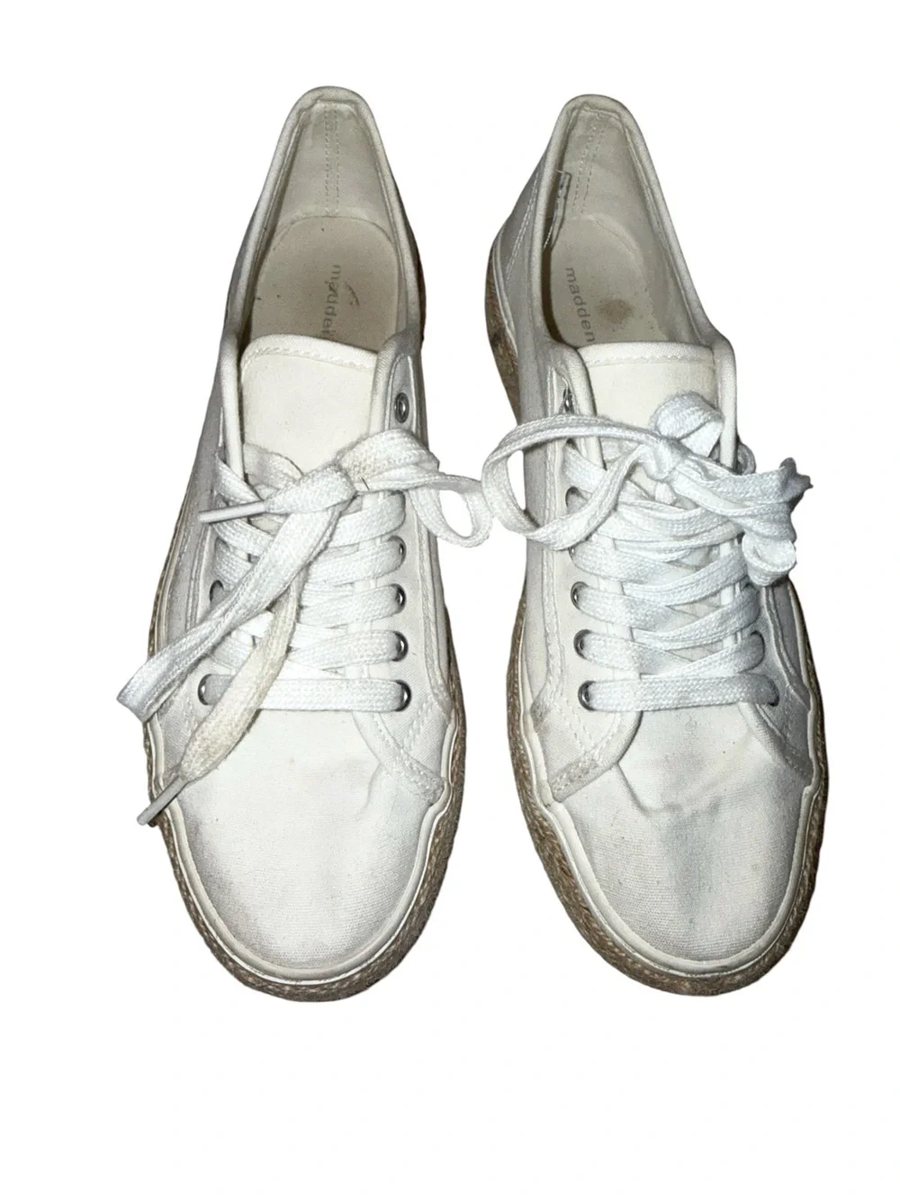 Steve Madden Aria White Espadrille Canvas Sneakers Womens 9 Lace Up Casual Shoes